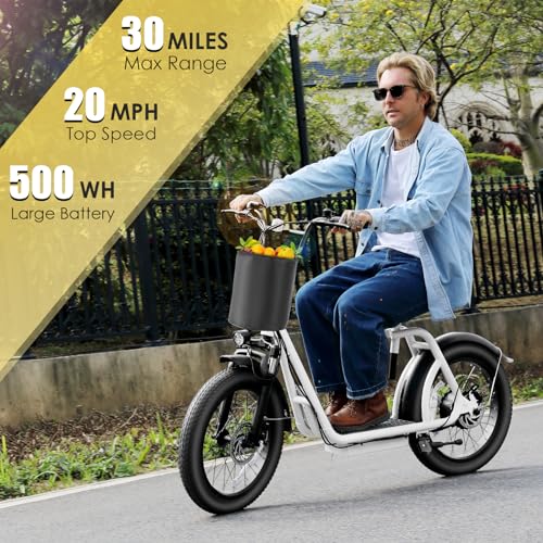 500Wh Battery 30 Miles Range 20" Fat Tire 20 MPH Top Speed Foldable Electric Scooter S821609