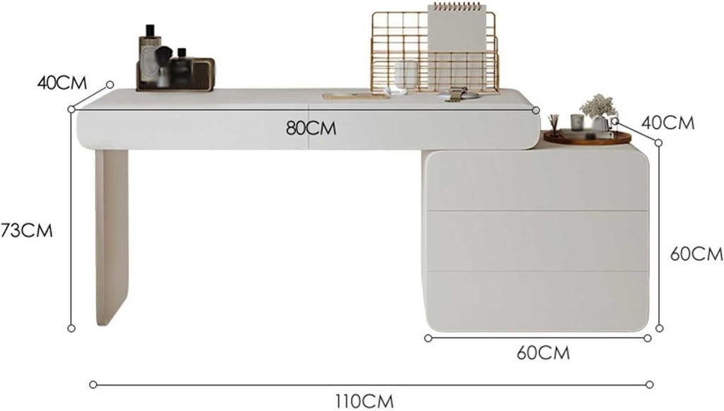 White Vanity Desk with 5 Drawers and Acrylic Transparent Chair J971