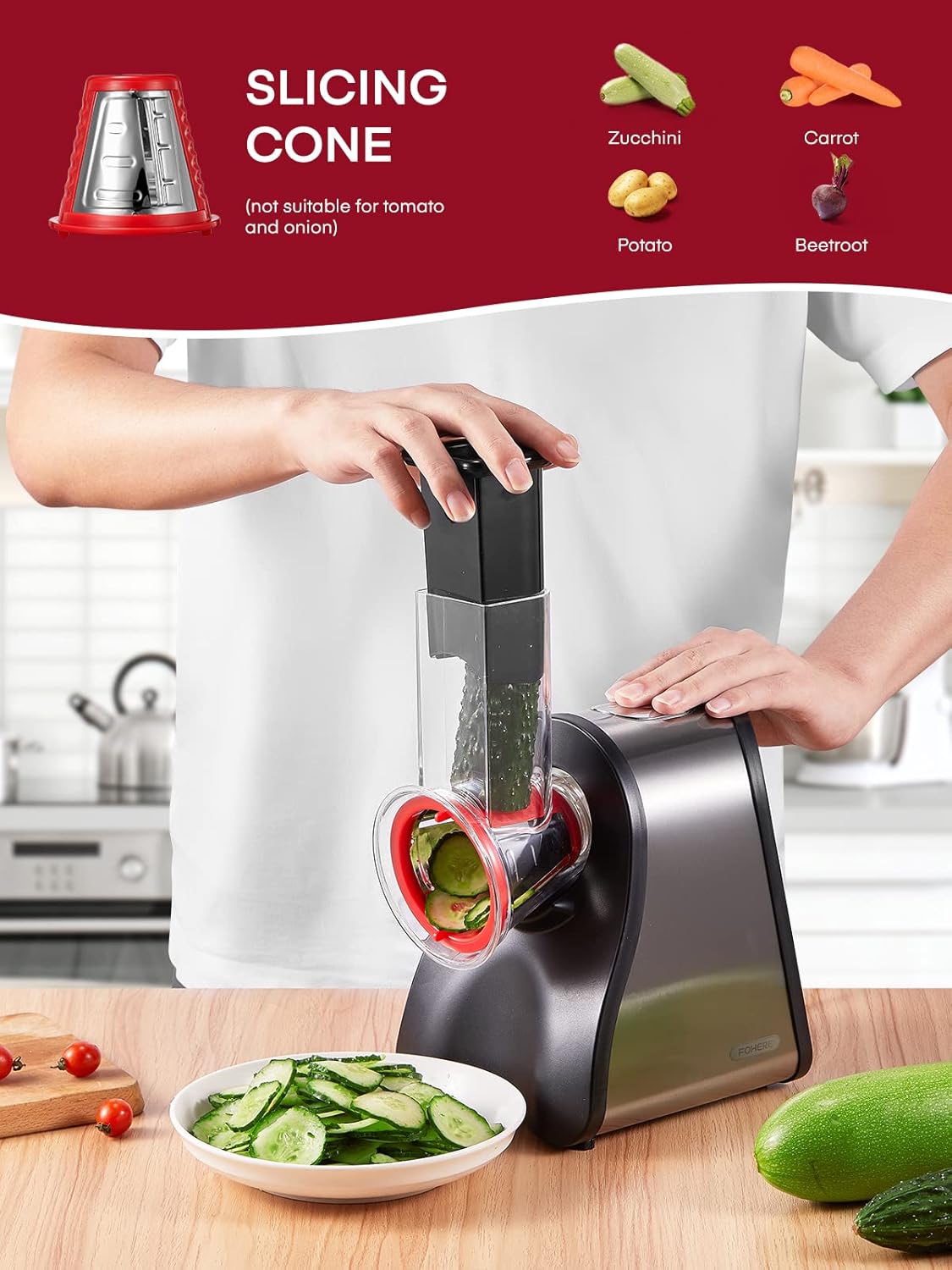 Electric Cheese Grater Salad Maker, Red H251913