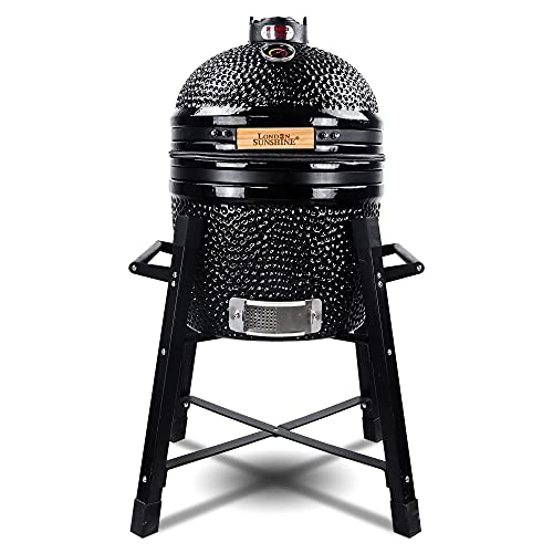 15" Ceramic Charcoal BBQ Grill and Smoker with Stainless Steel Grates S133341