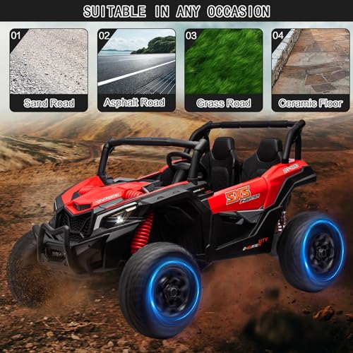 24V 2 Seater Kids Ride on UTV Car, 4WD Battery Powered Electric Vehicle with Remote Control, Safety Belts, 3 Speeds, Bluetooth (Pink) T565