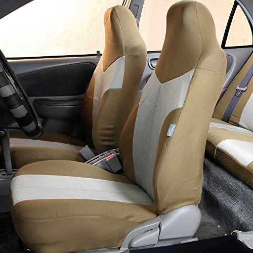 Beige Twill Car Seat Covers Full Set H3472