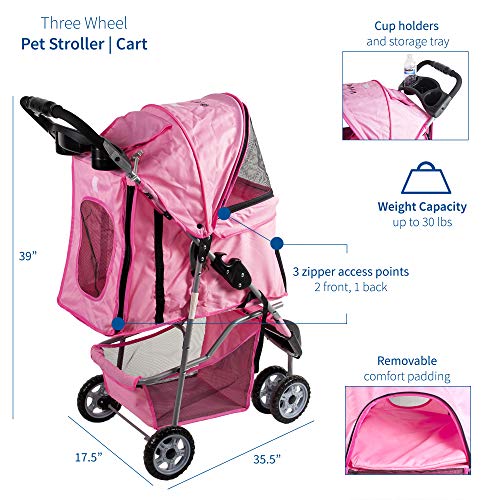 Black 3 Wheel Foldable Pet Stroller L1143