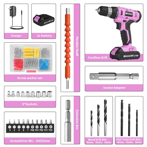 20V Cordless Electric Drill Set with Battery and Charger X1748