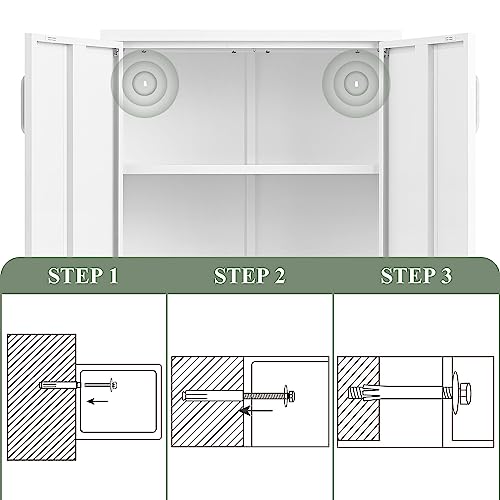 White Metal Storage Cabinet with 2 Doors and 2 Adjustable Shelves Y897020