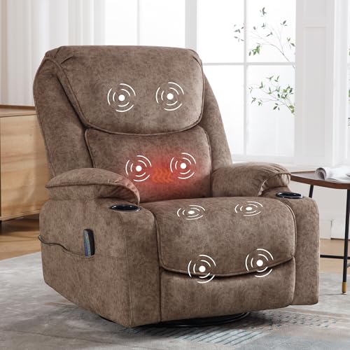 Oversized Dark Brown Power Reclining Leather Chair with Cup Holders and USB Port E5945