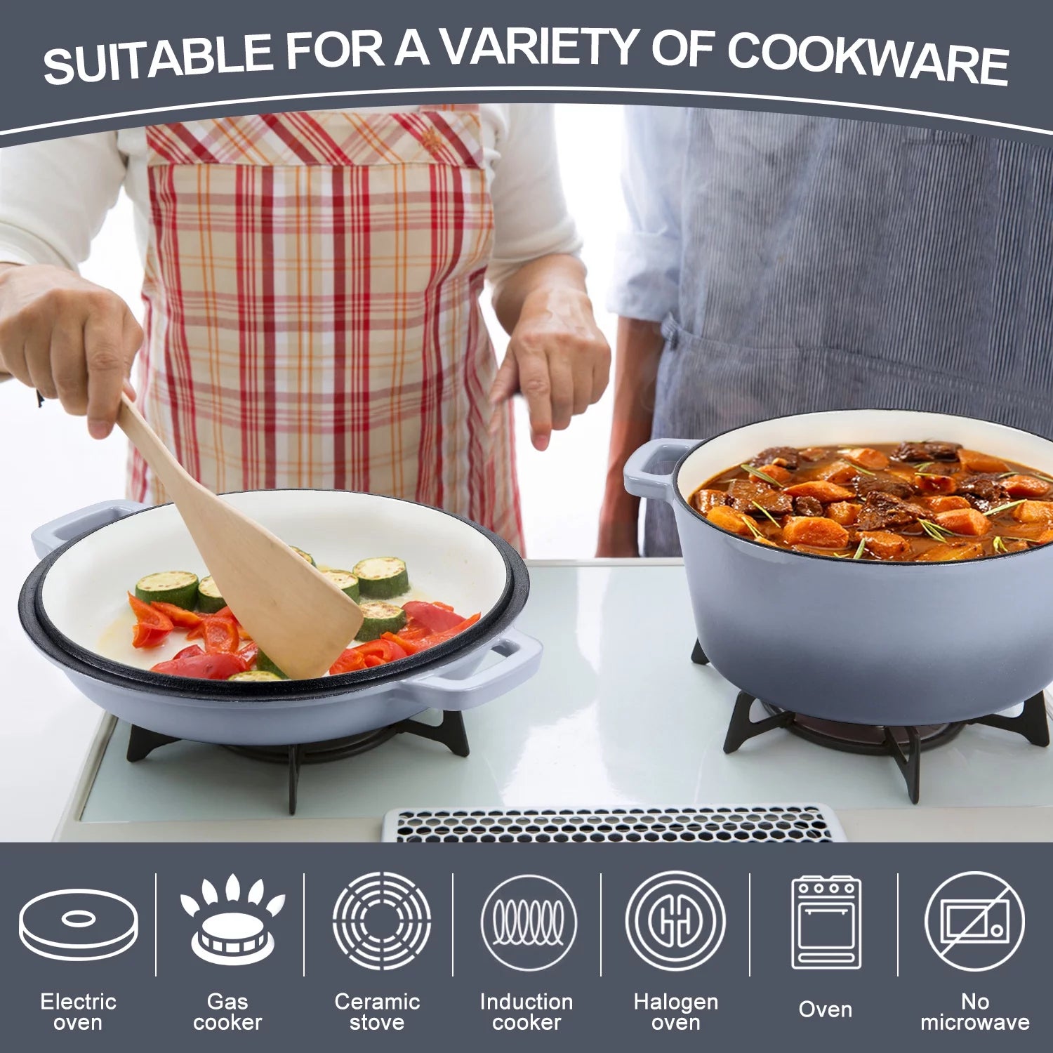 2-in-1 Enameled Cast Iron Dutch Oven with Skillet Lid, 5 Quart S505654