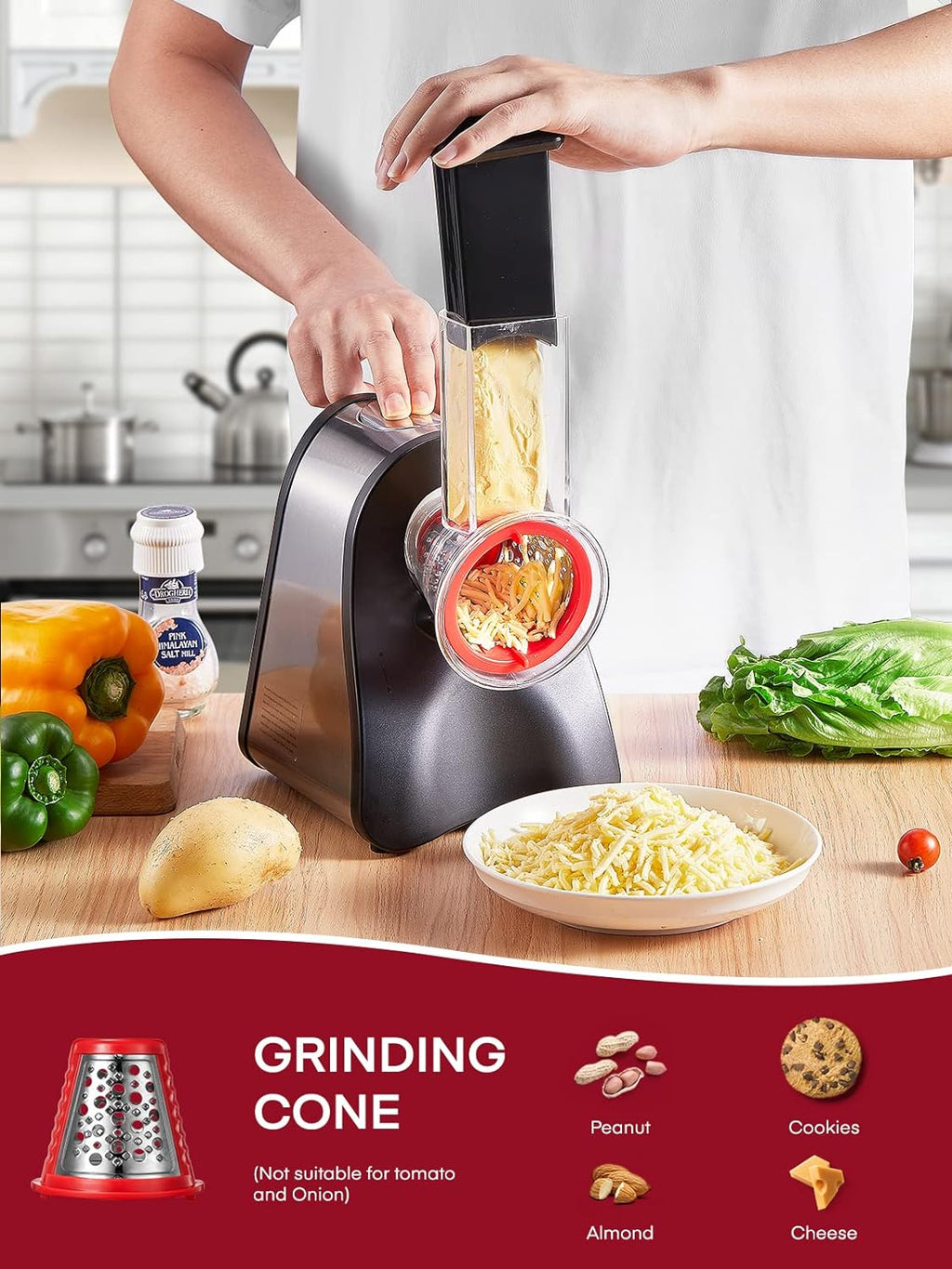 Electric Cheese Grater Salad Maker, Red H251913