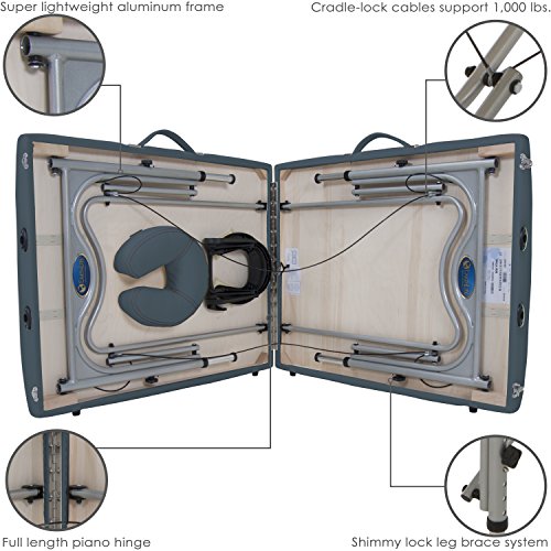 Portable Massage Table Ultra-Lightweight Aluminum Frame with Face Cradle & Carry Case (29lb) U409
