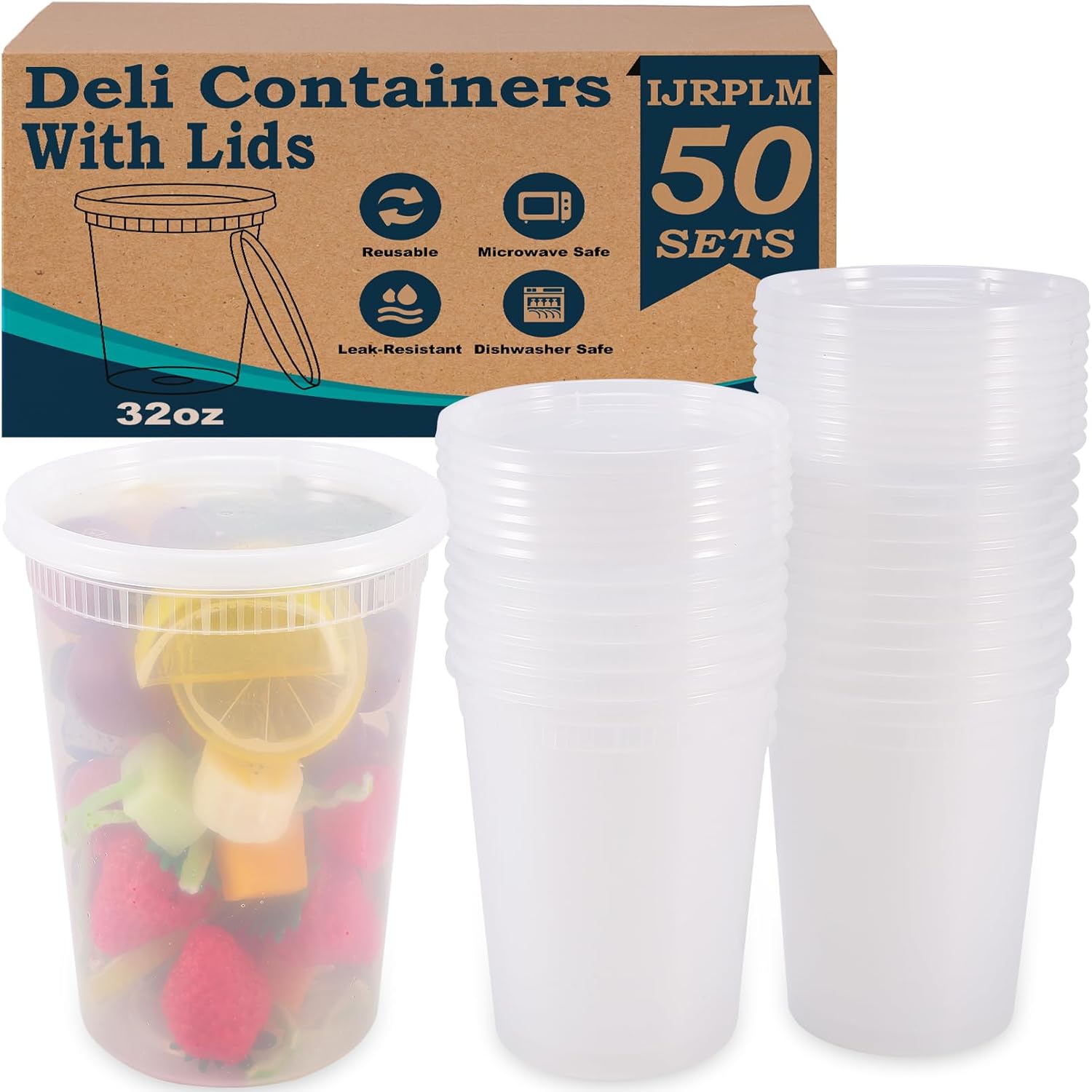 32oz Plastic Deli Containers with Lids H8806