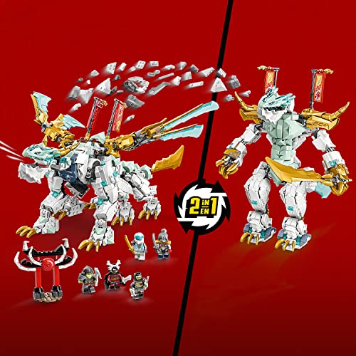 Zane’s Ice Dragon Creature 2in1 Dragon Toy to Action Figure Model Building Kit Construction Set with 5 Minifigures U3455