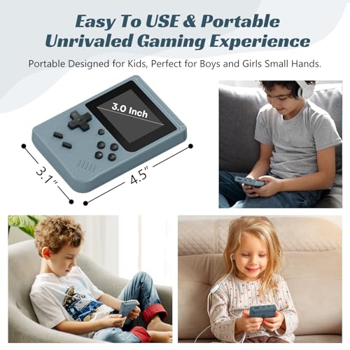 Gray Retro Handheld Games Console with 400 Video Games and 3.0 Inch IPS Screen I164