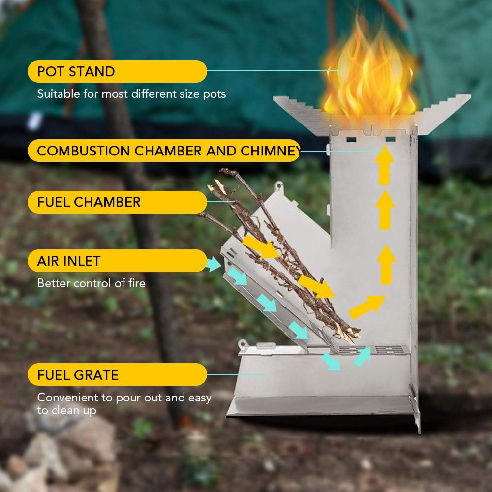 Collapsible Stainless Steel Wood Burning Camping Stove D4933