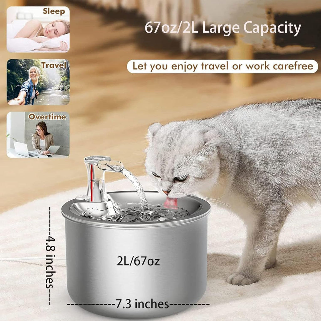 2L/67OZ 304 Stainless Steel Automatic Water Fountain G65262