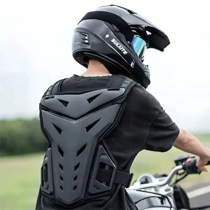 Black Motocross Body Armor Motorcycle Jacket with Back Chest Protector O7101
