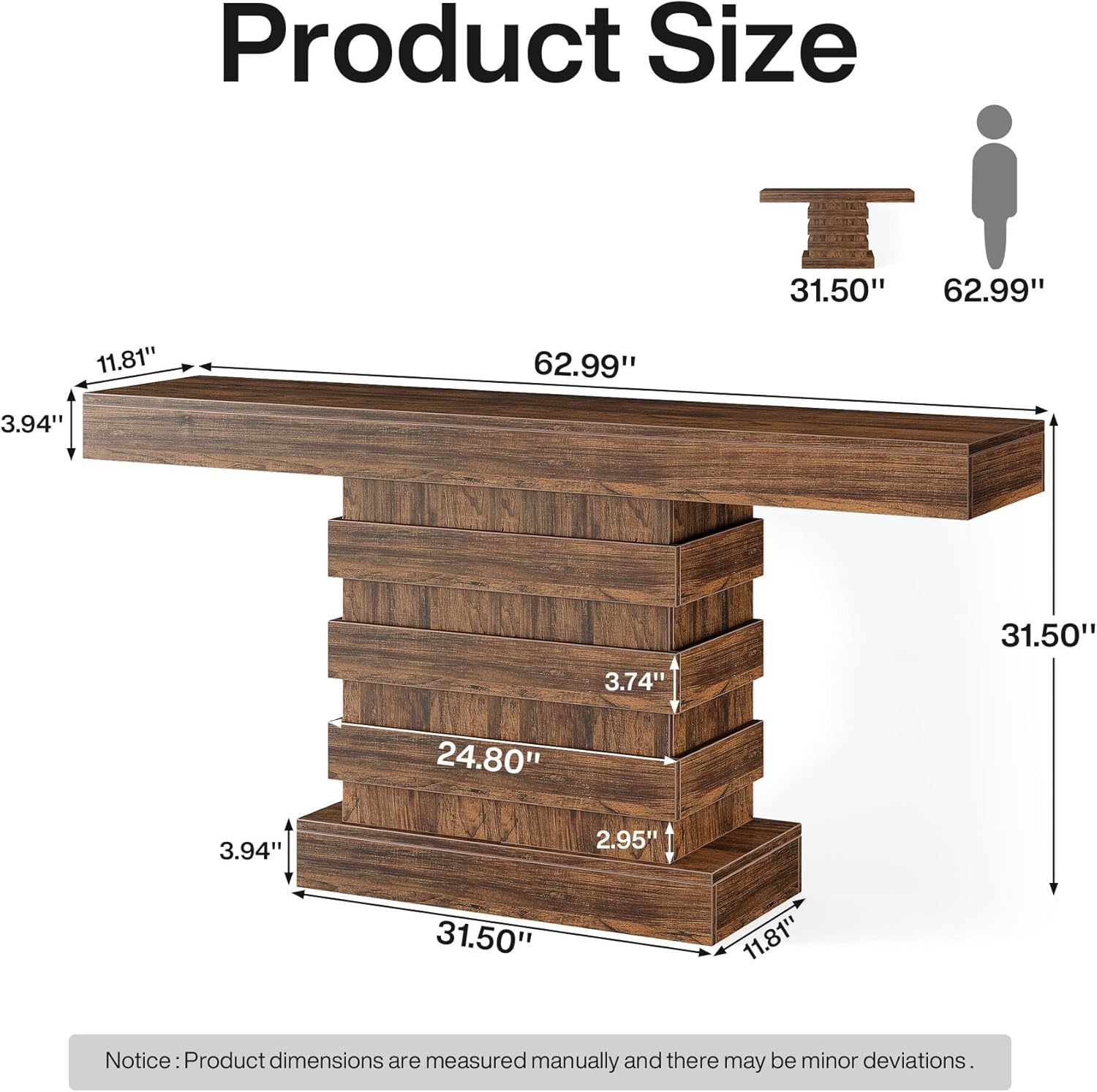 Rustic Brown 63-Inch Long Wooden Console Table T848537