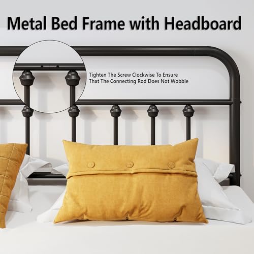 Black Full Size Metal Bed Frame with Headboard R679