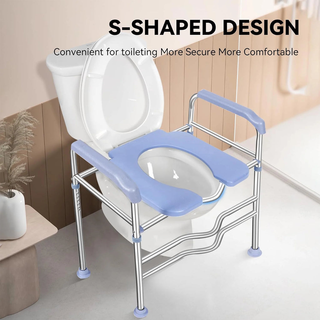 Raised Toilet Seat with Handles and Soft Seat, up to 400lbs Commode Chair J7621