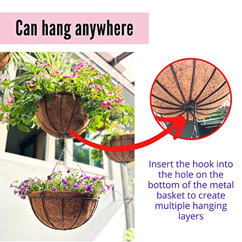 3 Pack 10 Inch Hanging Planter with Coco Liner Metal Wire Basket S510