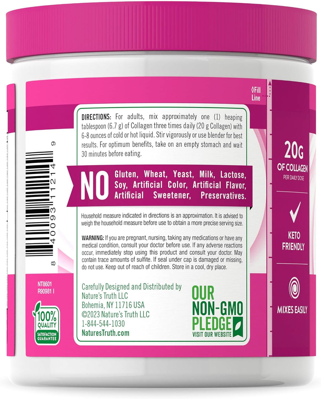 7 oz Unflavored Grass Fed Collagen Peptides G93208