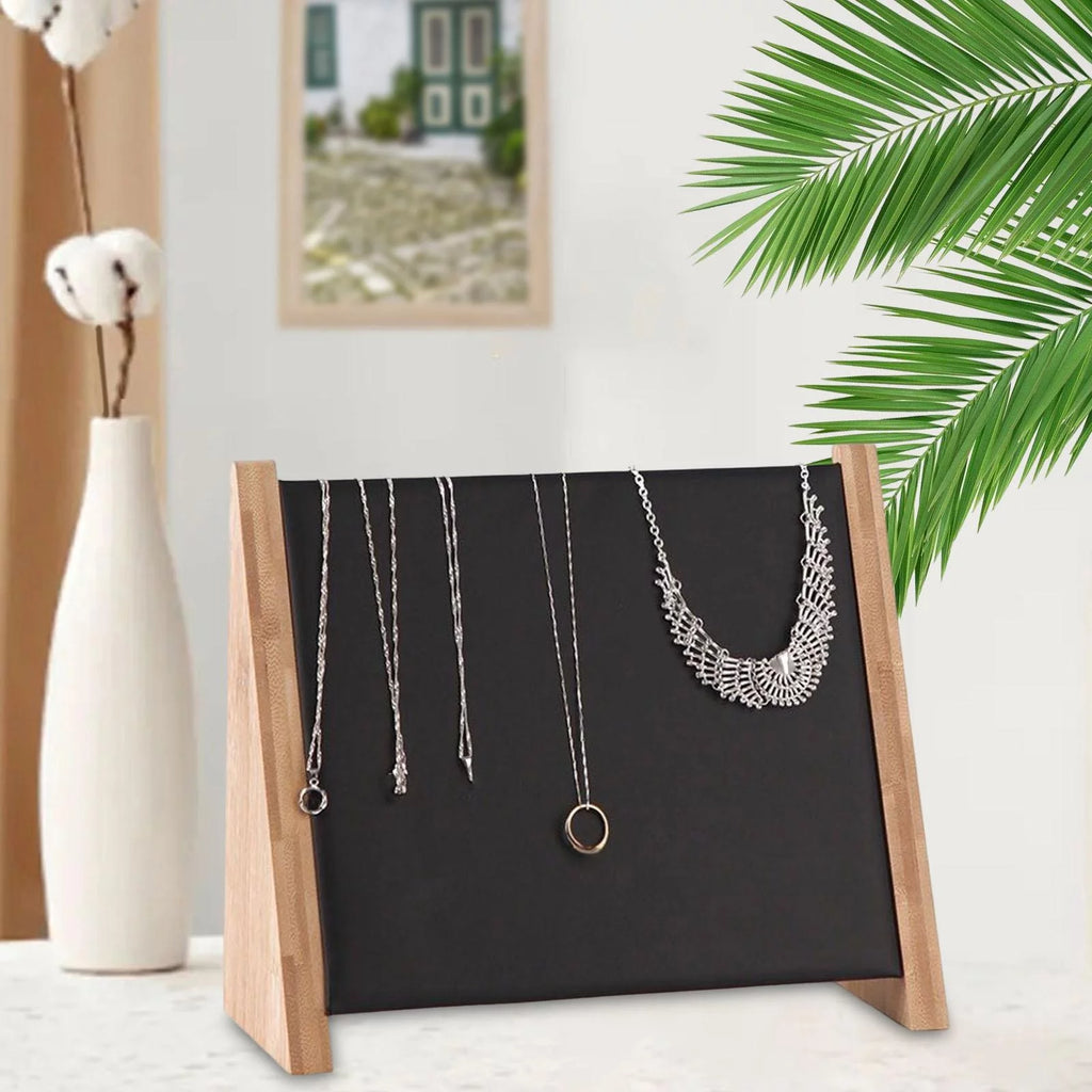 Black PU Leather 10 Hooks Jewelry Holder Storage Rack J50004
