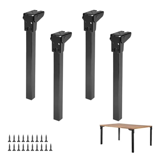 Black 4 Pcs 16'' Self-Locking Metal Folding Table Legs Q859523