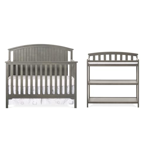 2-Piece Crib and Changing Table Nursery Set (Dapper Gray) M987