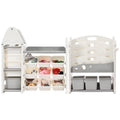 Grey Kids Bookshelf Toy Storage Organizer with 17 Bins and 4 Bookshelves U4858
