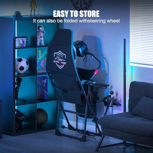 Black Foldable Adjustable Sim Racing Cockpit G37660