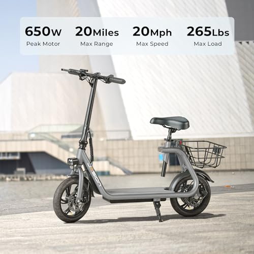 Electric Scooter with Seat, Foldable E-Scooter, Dual Disc Brakes F225