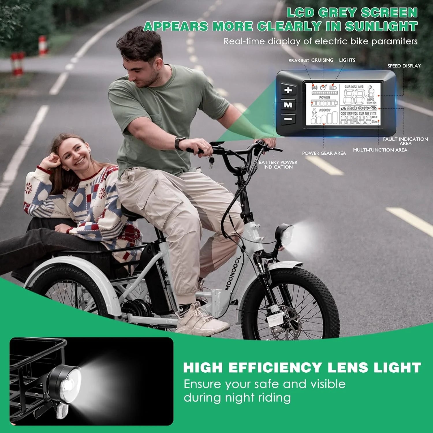 48V 20" Fat Tire 3 Wheel Folding Electric Tricycle O2165
