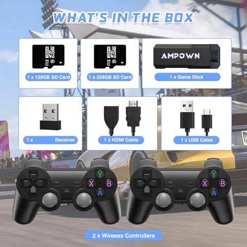 4K HD Game Stick with 128+256G TF Cards and Dual Controllers A1037