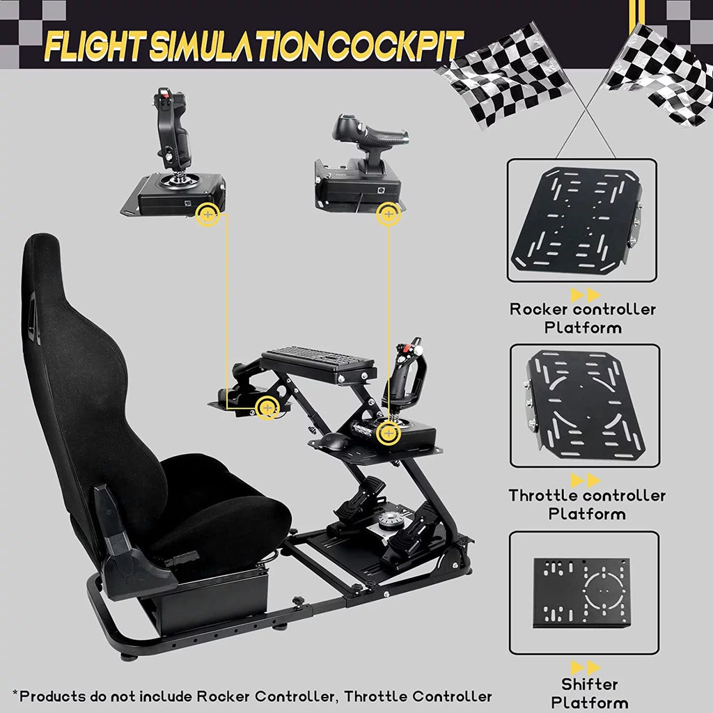Foldable Flight Racing Simulator Cockpit with Game Seat O4277