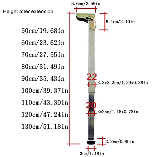 Stainless Steel Telescopic Adjustable Table Legs (80cm, Silver) F72358
