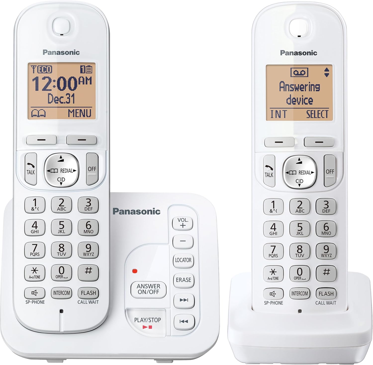 2 Handset Cordless Phone with Digital Answering System and Caller ID White DECT 6.0 O924157