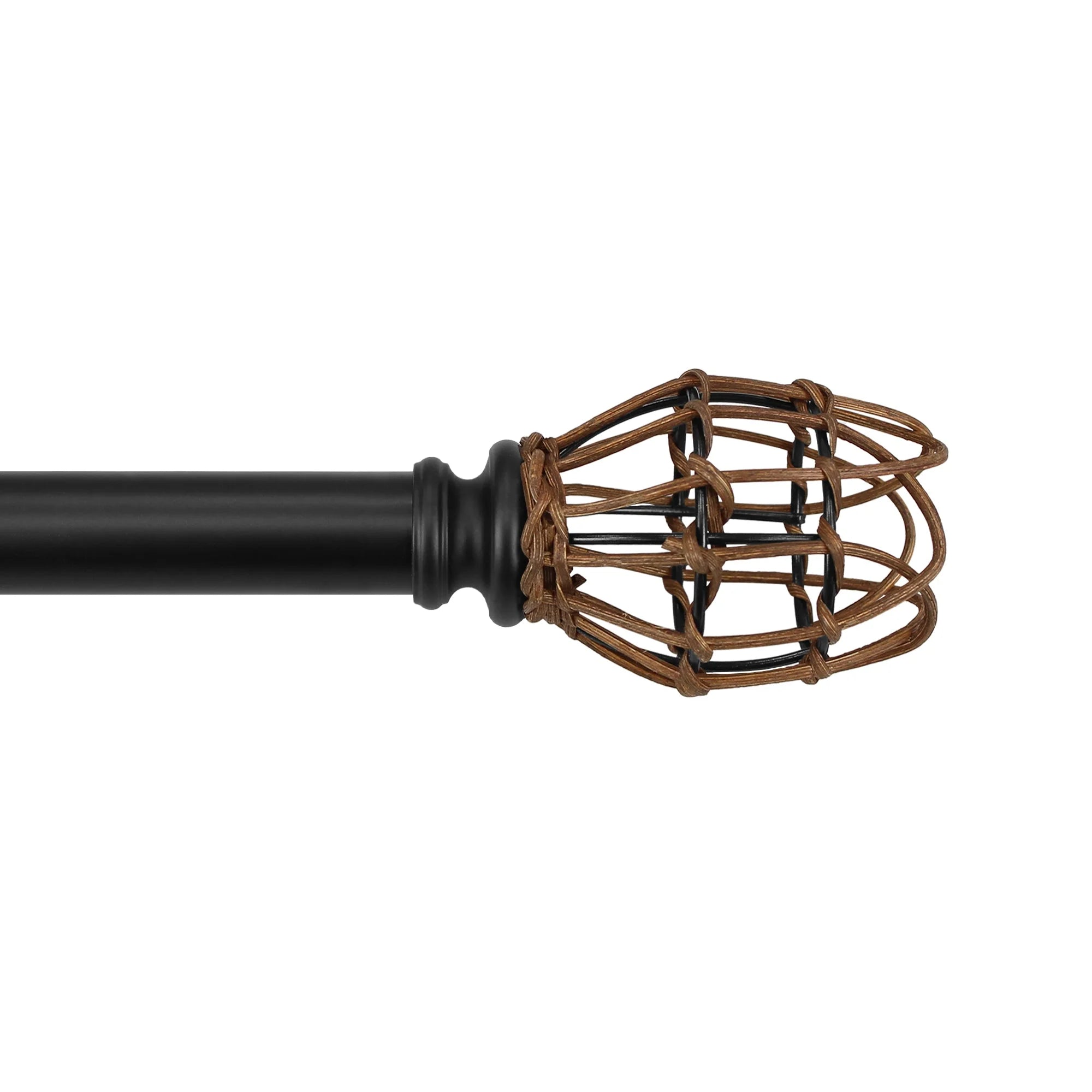 Matte Black Drapery Single Curtain Rod Set F564815