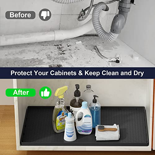 34" x 22" Flexible Silicone Under Sink Liner with Drain Hole Z591424