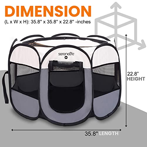 8-Panel Foldable Pet Playpen with Food/Water Bowl, Red V399790