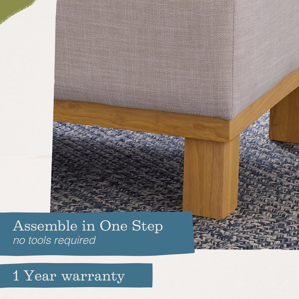Upholstered Wood Base Storage Ottoman N986