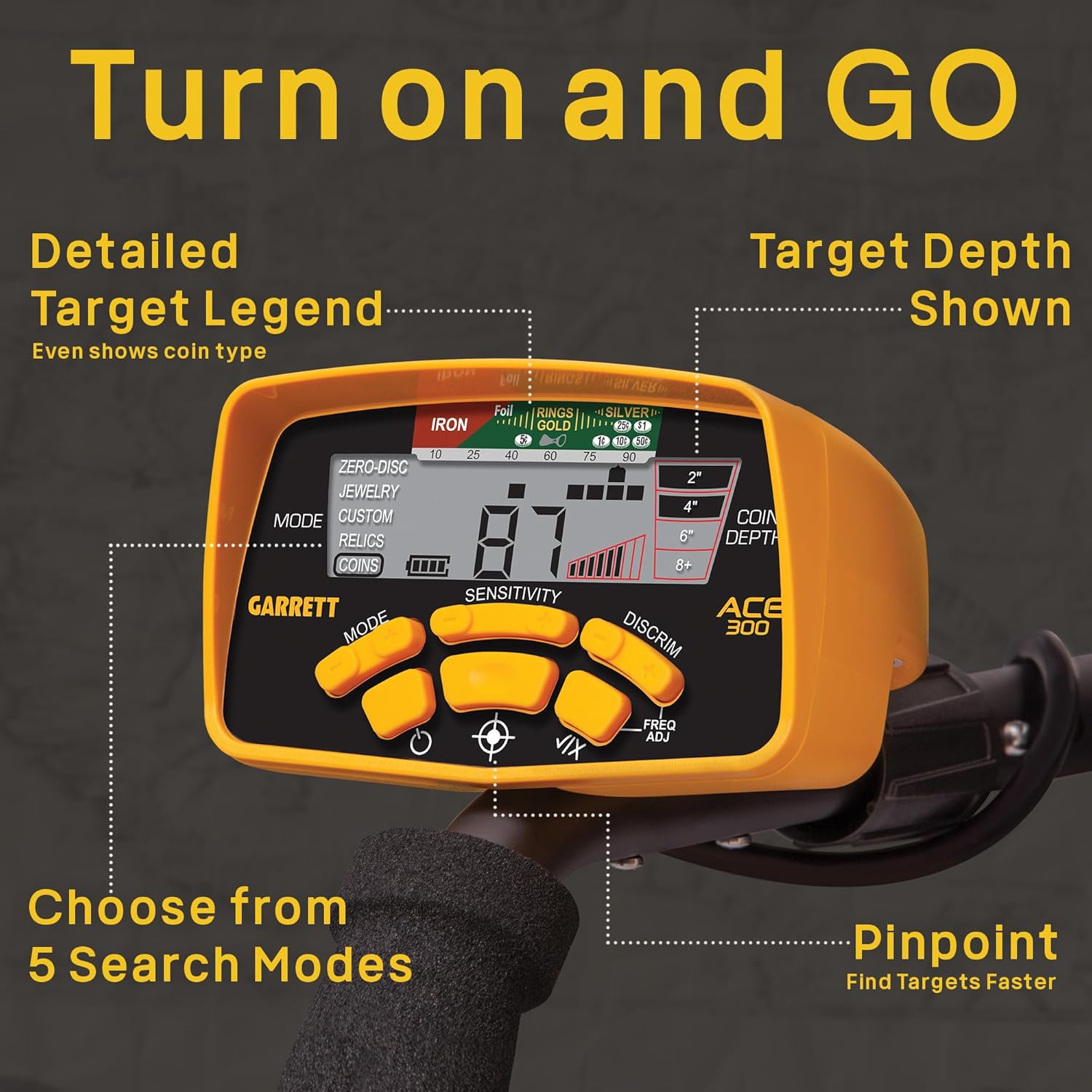 Metal Detector with Waterproof Coil H4921