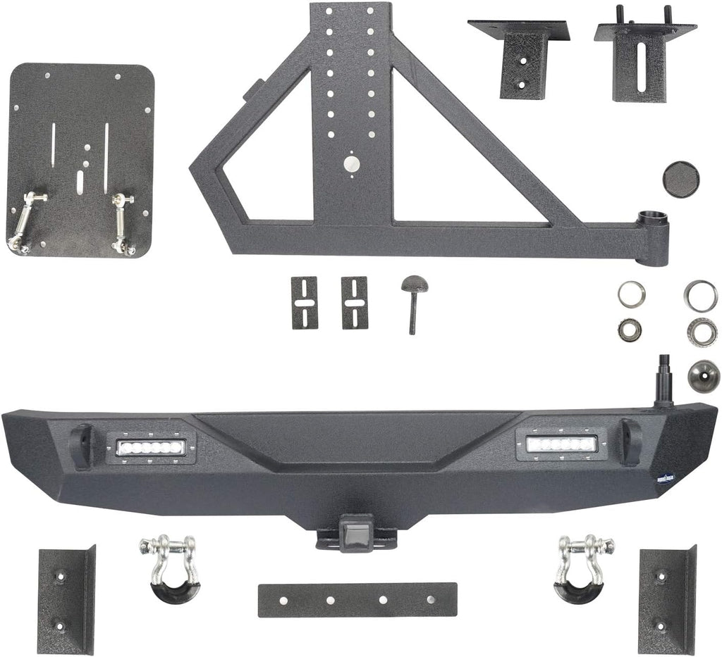 Rear Bumper with Spare Tire Carrier and 2 Receiver Hitches G271