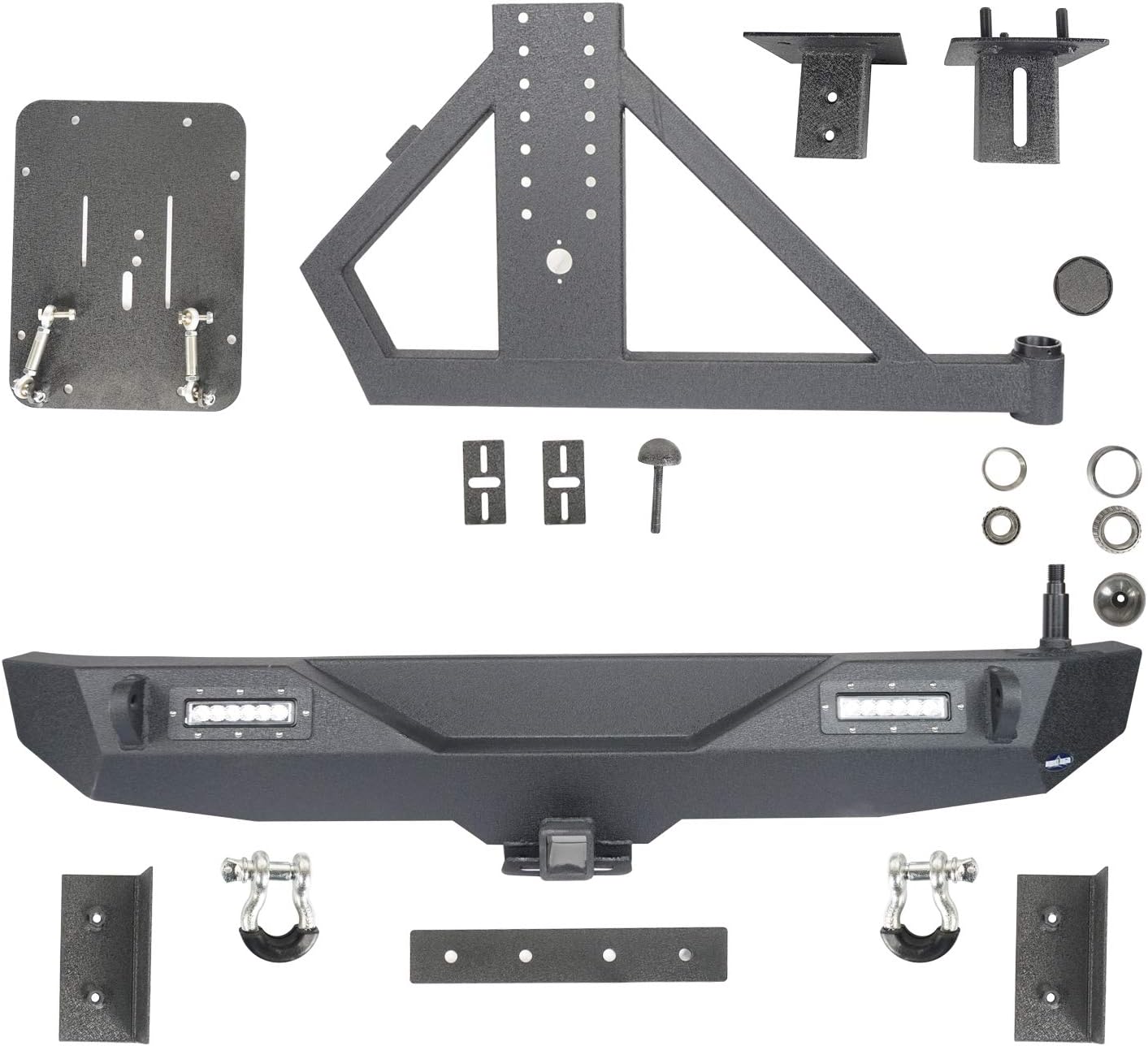Rear Bumper with Spare Tire Carrier and 2 Receiver Hitches G271