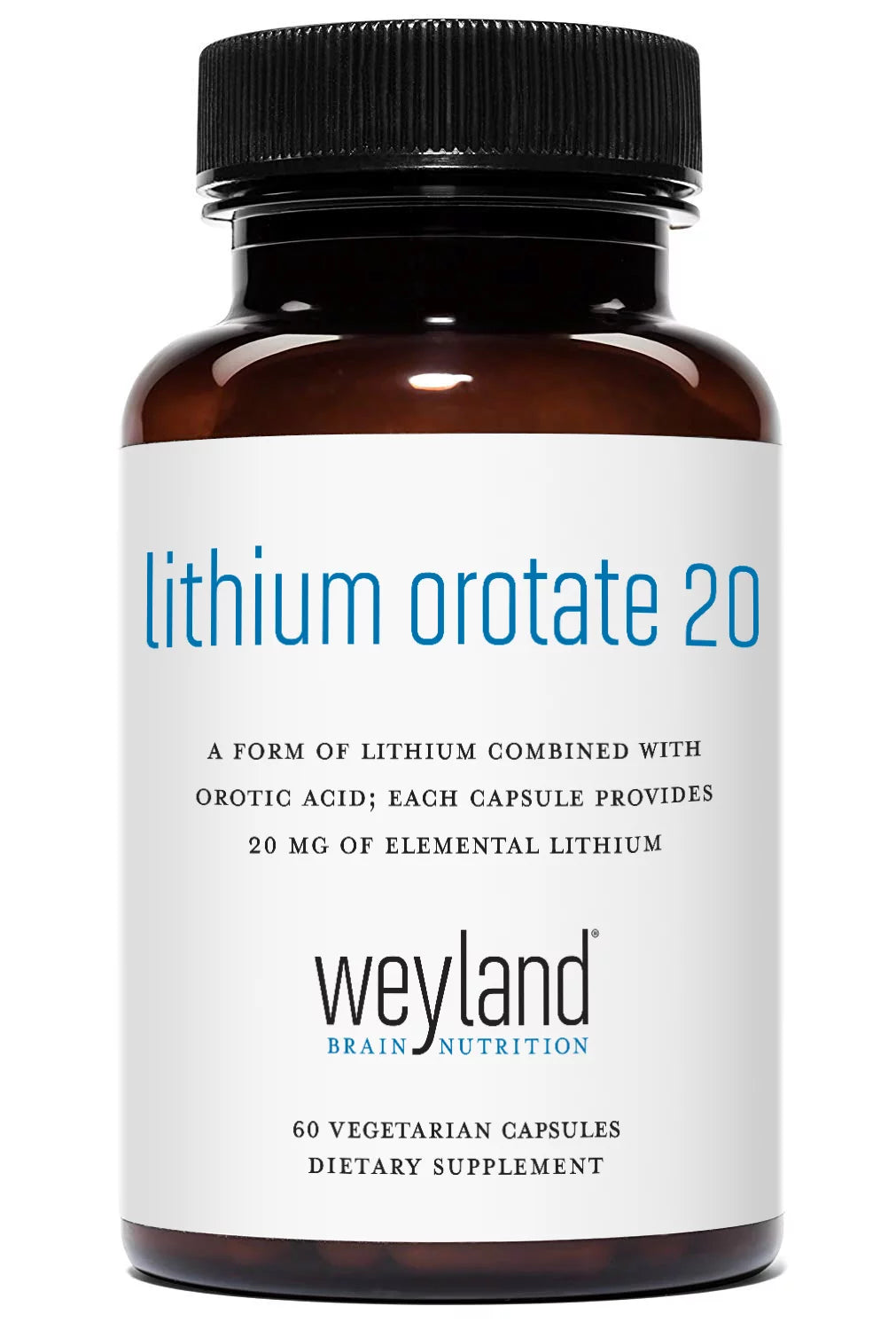 Lithium Orotate 20mg, 60 Vegetarian Capsules F801387