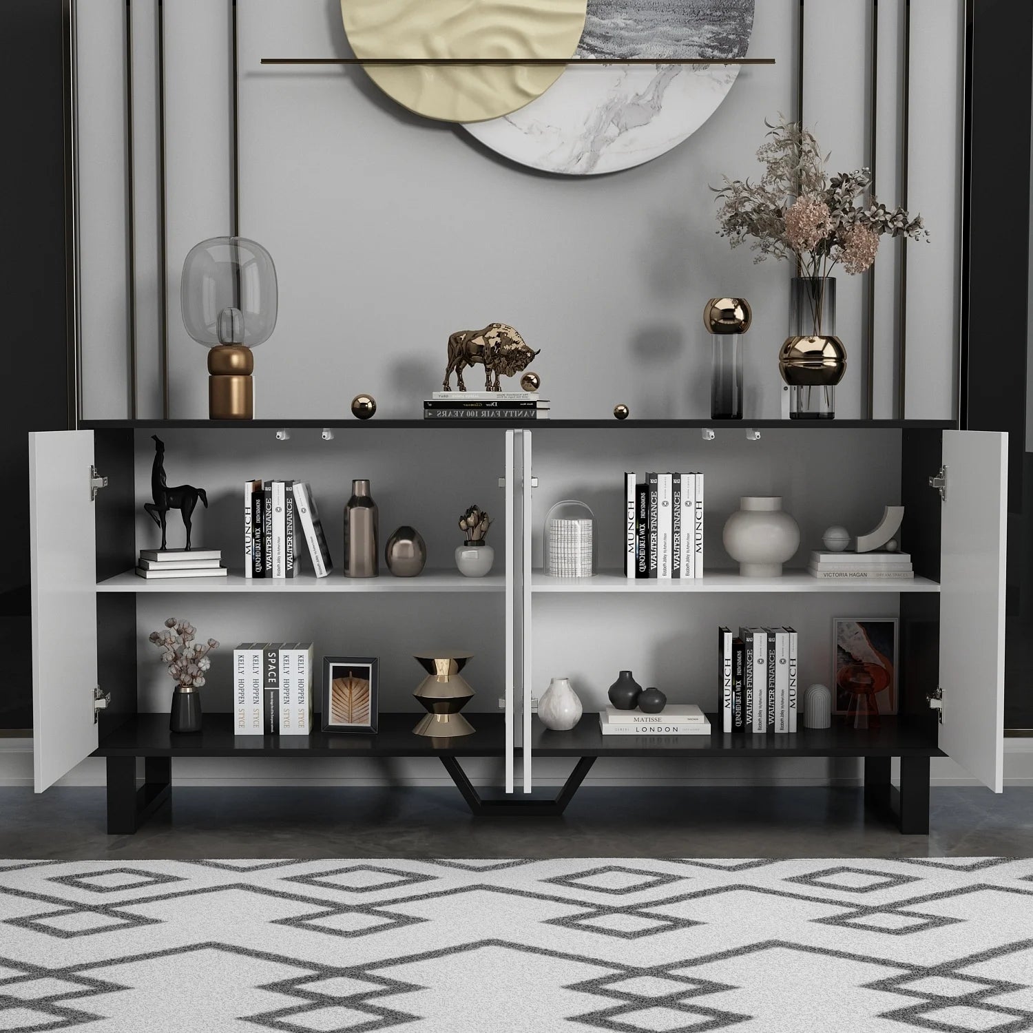 63 inch Sideboard with Pop-Up Doors Y972