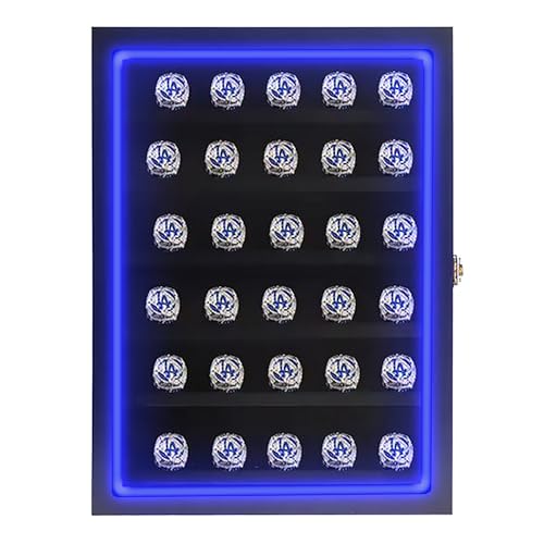 Black 30 Ring Glass Shadow Box with Lock B90317