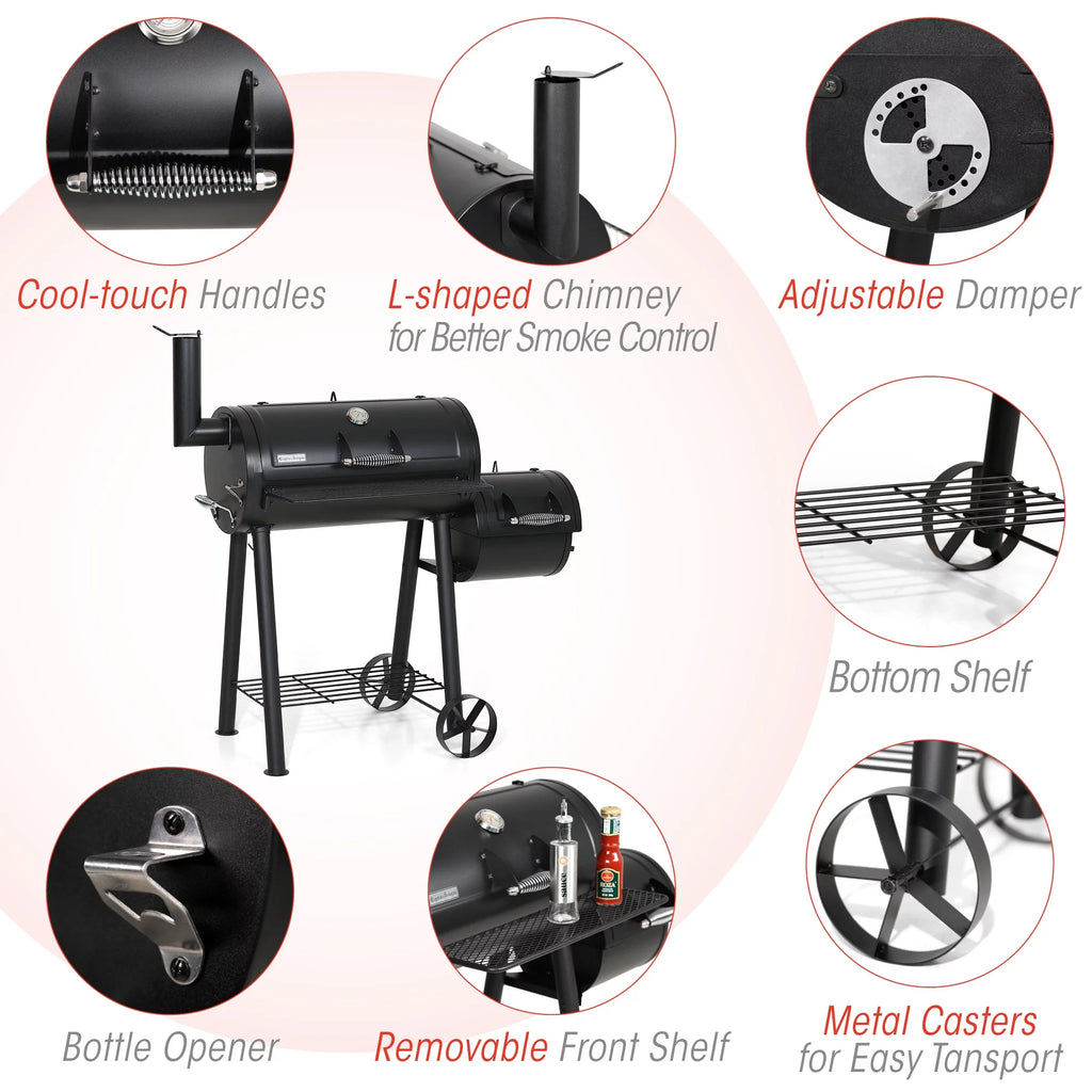 28'' BBQ Charcoal Grill with Offset Smoker N780032