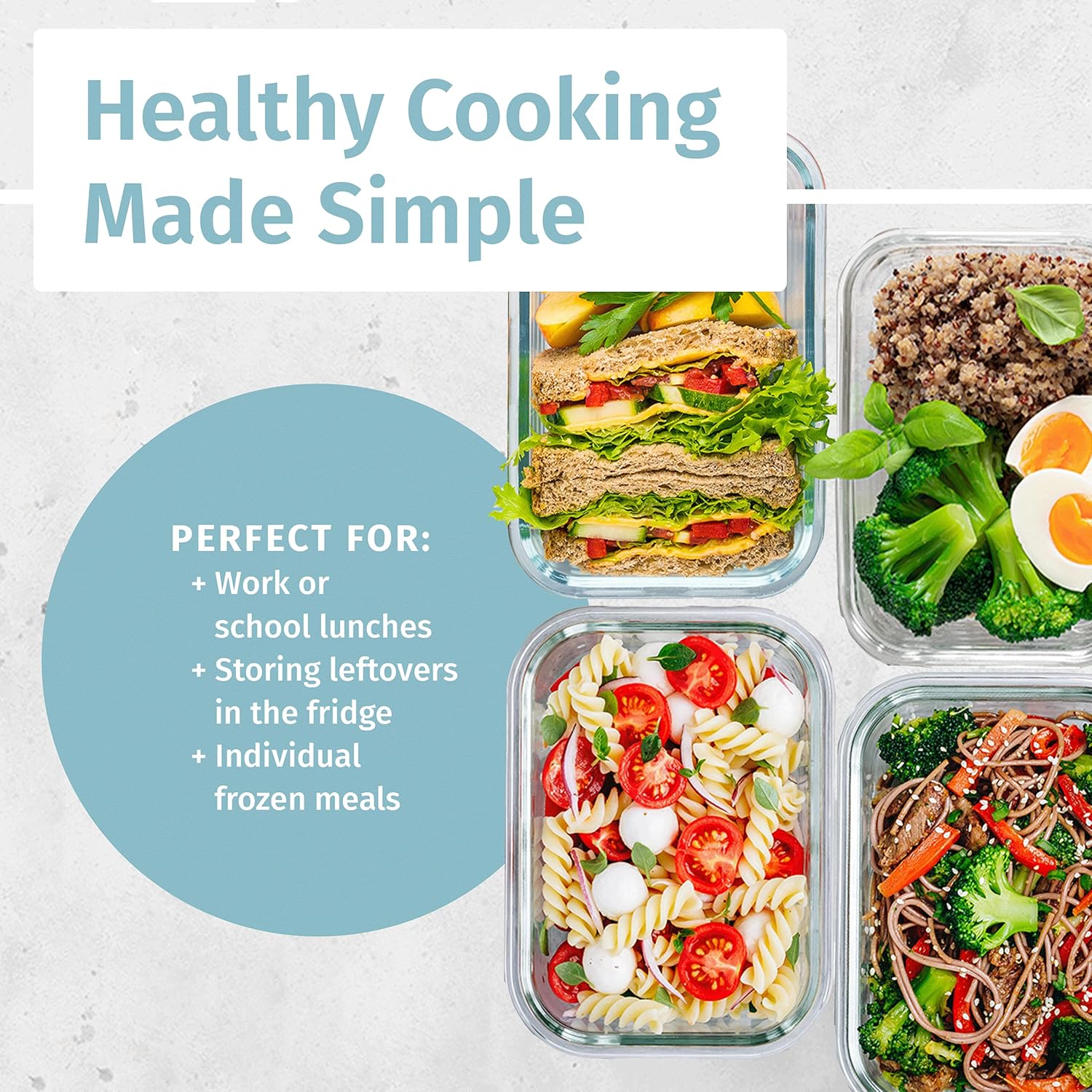 [4-Pack 28oz] Glass Food Storage Containers with Locking Lids H8599