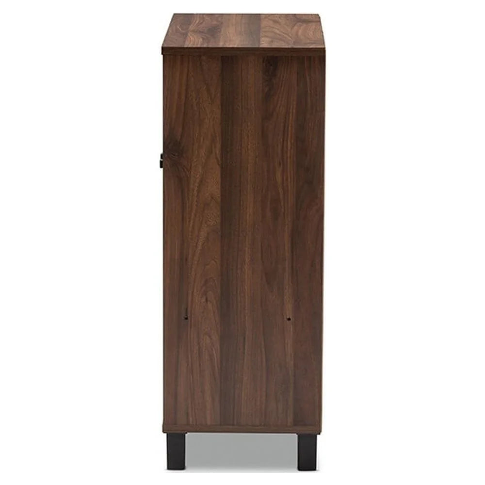 Walnut Brown 2-Door Wood Shoe Storage Cabinet T9121