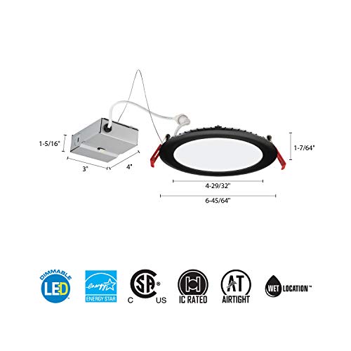 LED Color Temperature Selectable Ultra Thin Recessed Downlight, White, 6 inch W295