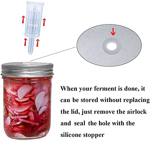 6 Set Stainless Steel Fermenting Lids with Silicone Grommets, Airlocks, Silicone Rings C65007